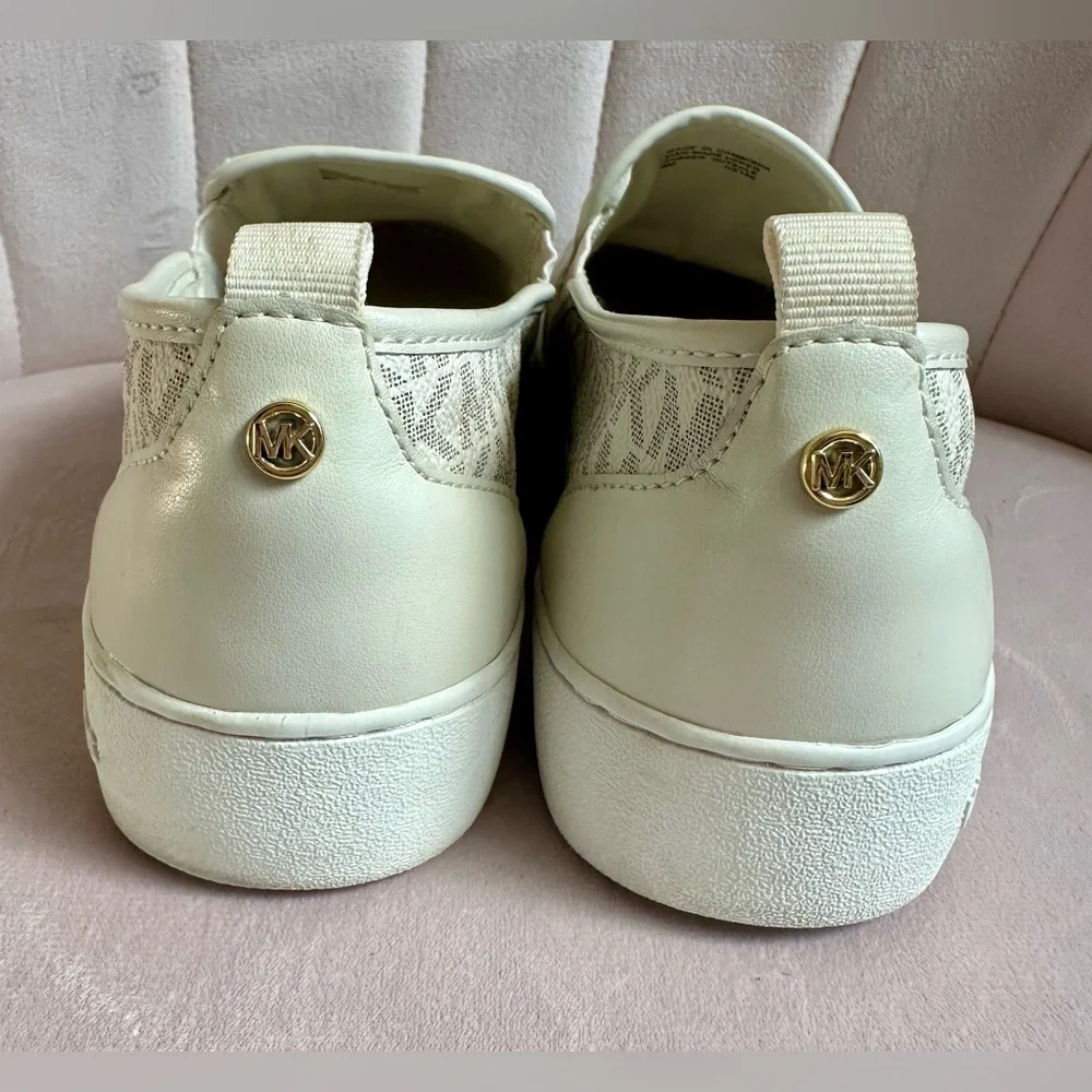 Michael Kors White/Gray MK Logo Slip-On Sneakers - Picture 2 of 4